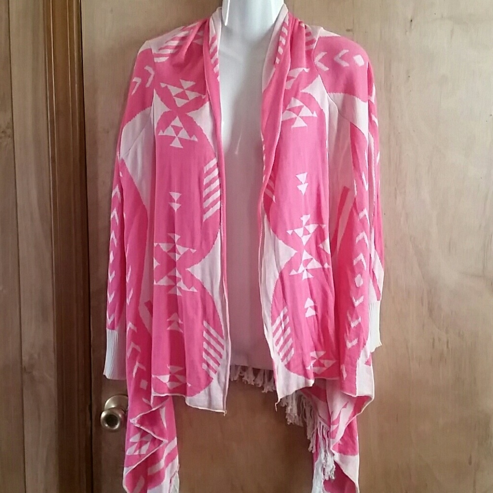 36 point 5 long fringe hem flyaway cardigan